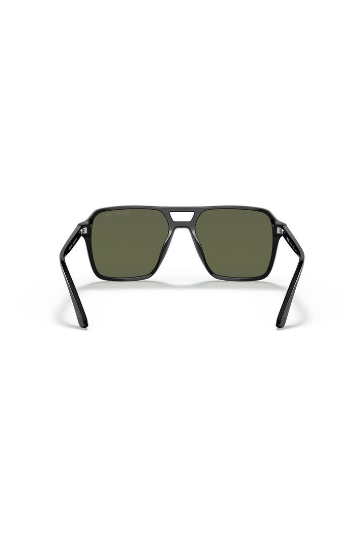 Square Frame Green Lens Sunglasses - Black
