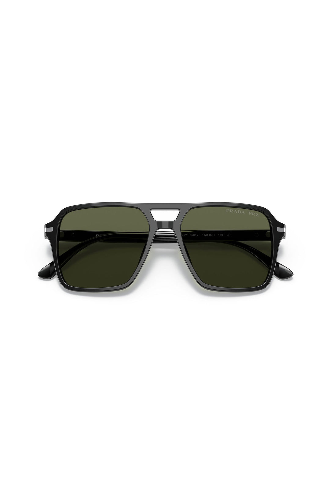 Square Frame Green Lens Sunglasses - Black