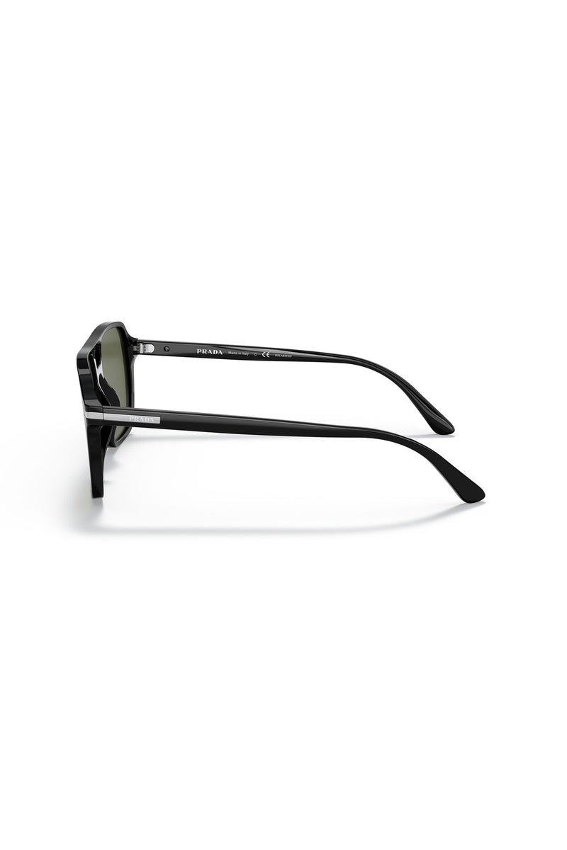 Square Frame Green Lens Sunglasses - Black