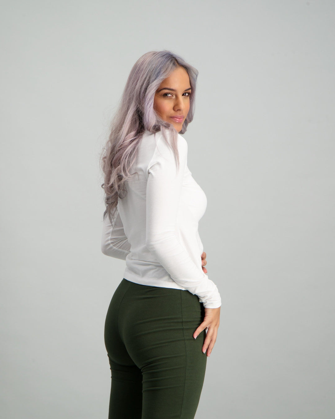 Ladies Long Sleeve Basic T-Shirt - White