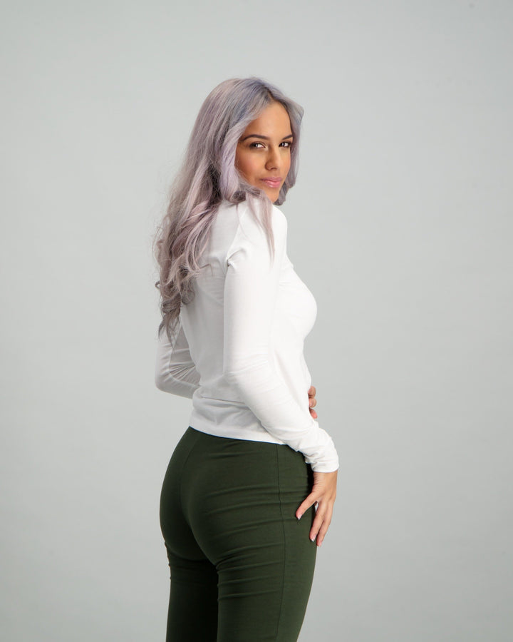 Ladies Long Sleeve Basic T-Shirt - White