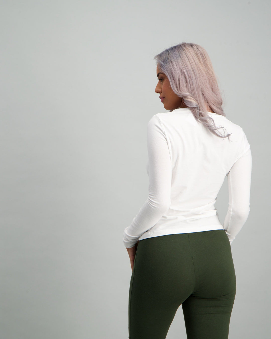 Ladies Long Sleeve Basic T-Shirt - White