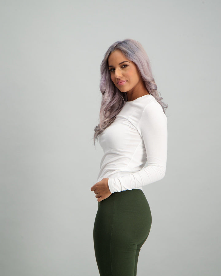 Ladies Long Sleeve Basic T-Shirt - White