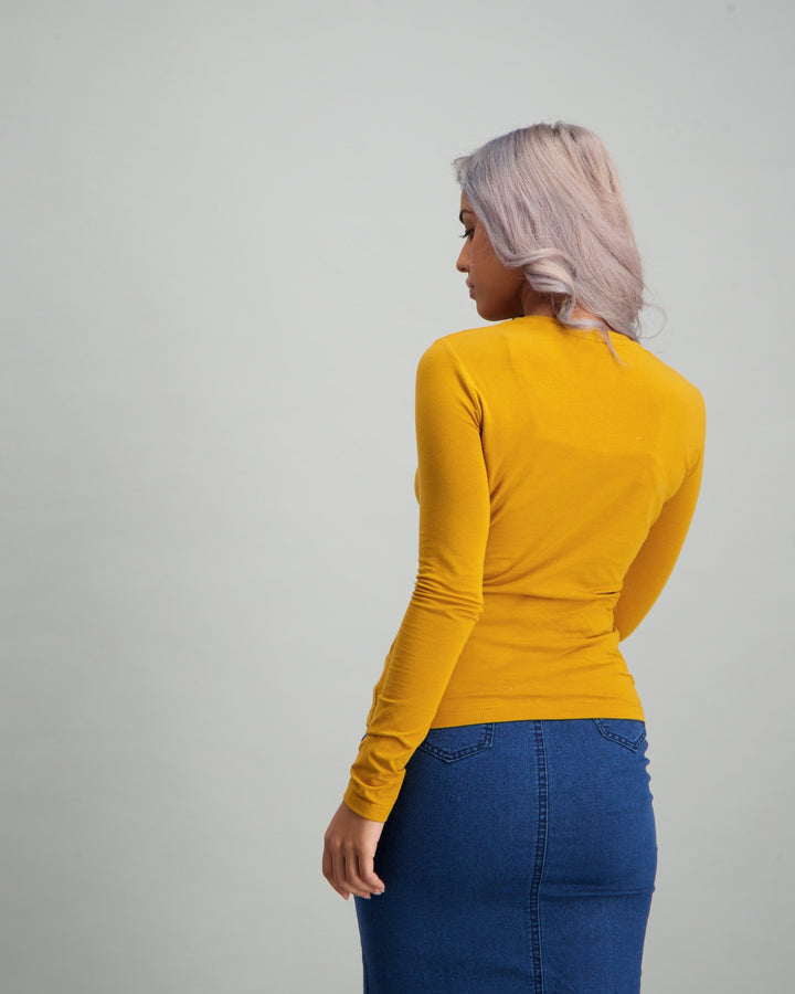 Ladies Long Sleeve Basic T-Shirt - Mustard
