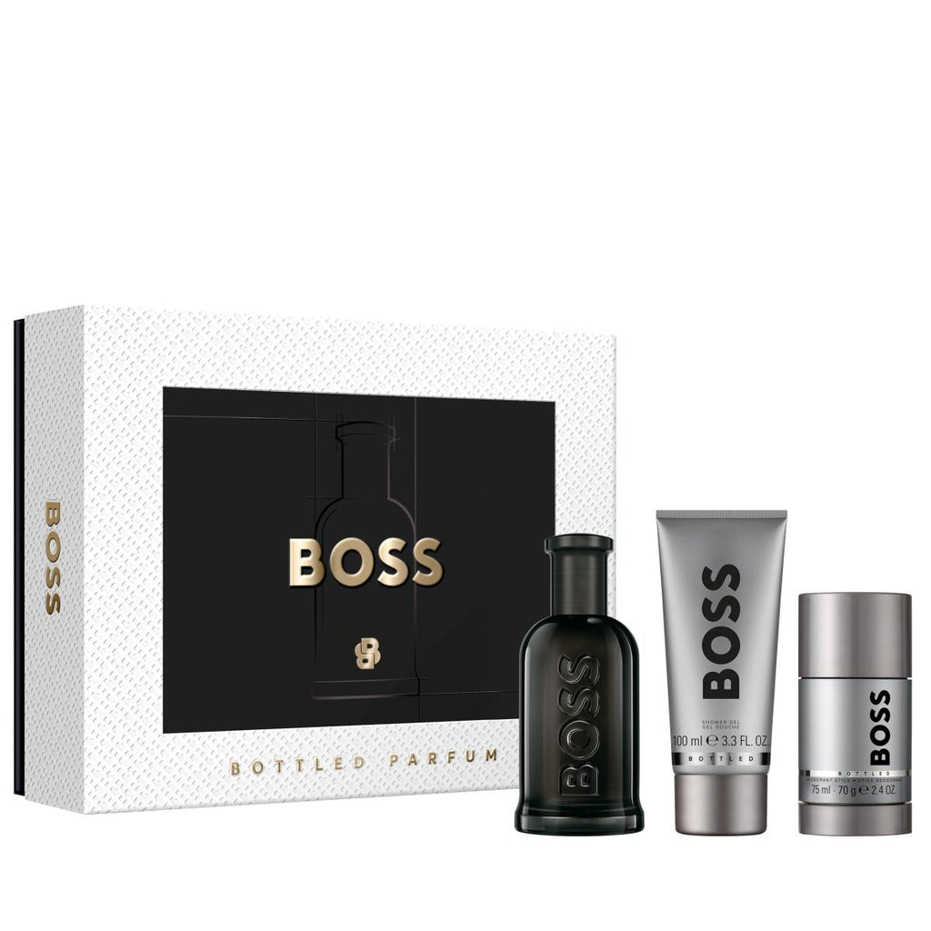 Mens Bottled Parfum, Shower Gel, and Deodorant Stick for Men Trio