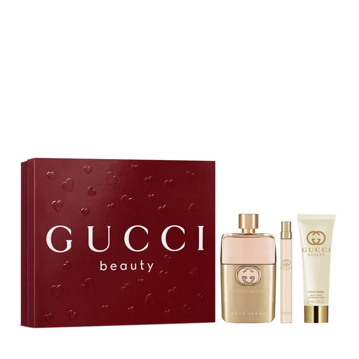 Guilty Pour Femme Eau de Parfum for Women and Body Lotion Trio Gift Set