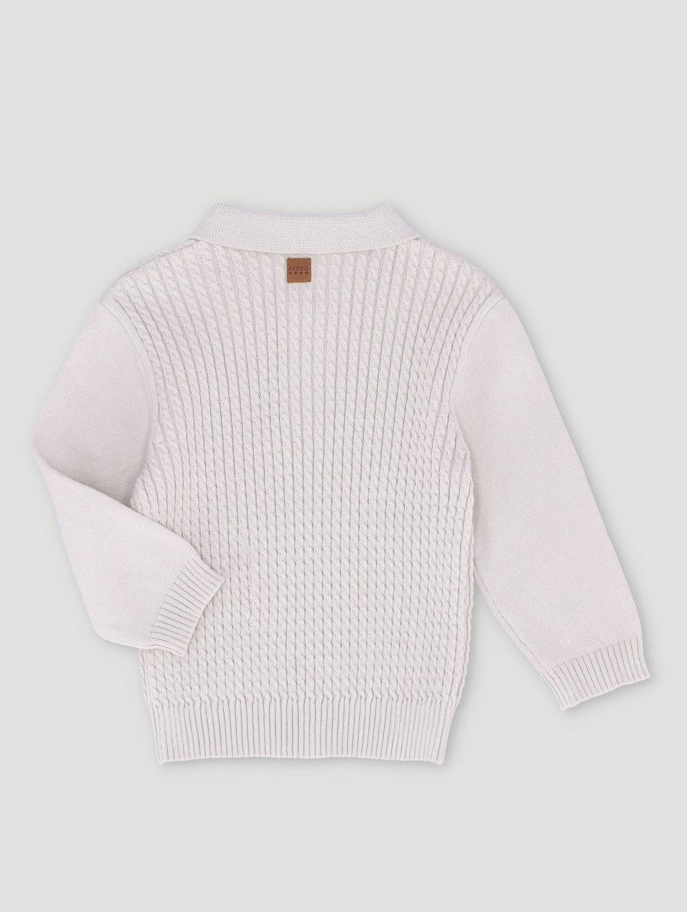 Keedo Boys Cable Knit Smart Polo Top - Grey