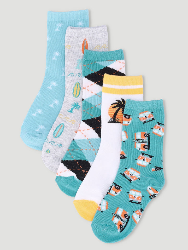 Pre-Boys 5 Pack Summer Happy Anklet Socks