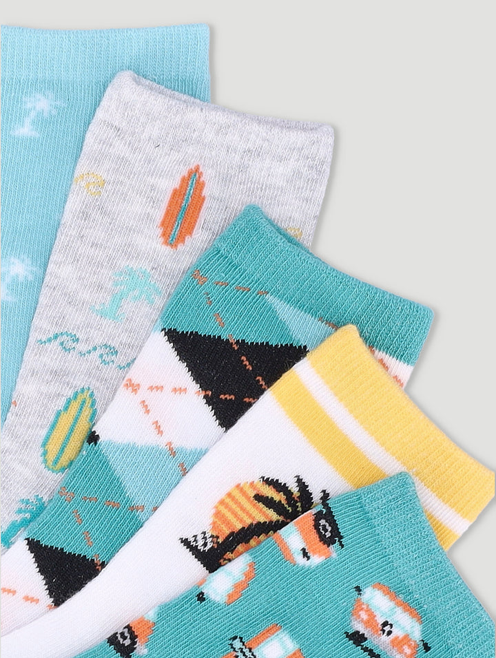 Pre-Boys 5 Pack Summer Happy Anklet Socks