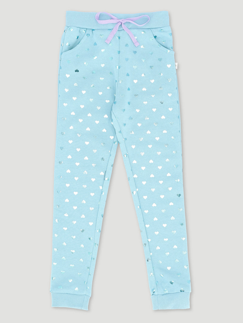 Pre-Girls Embossed Heart Track Pants - Light Blue