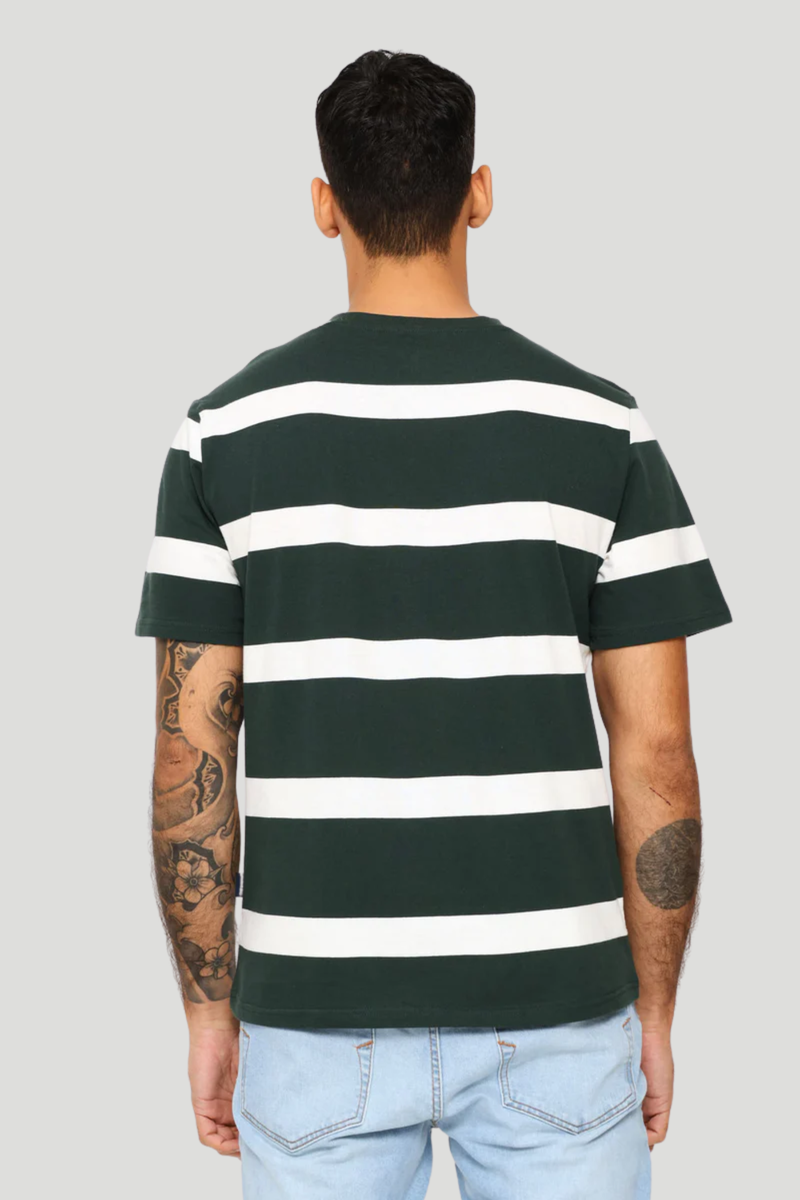 Stripe Tee - Dark Green/Off White