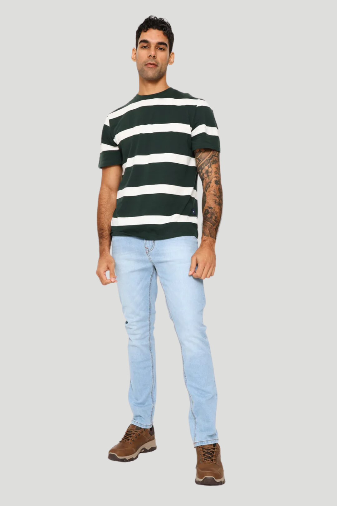 Stripe Tee - Dark Green/Off White