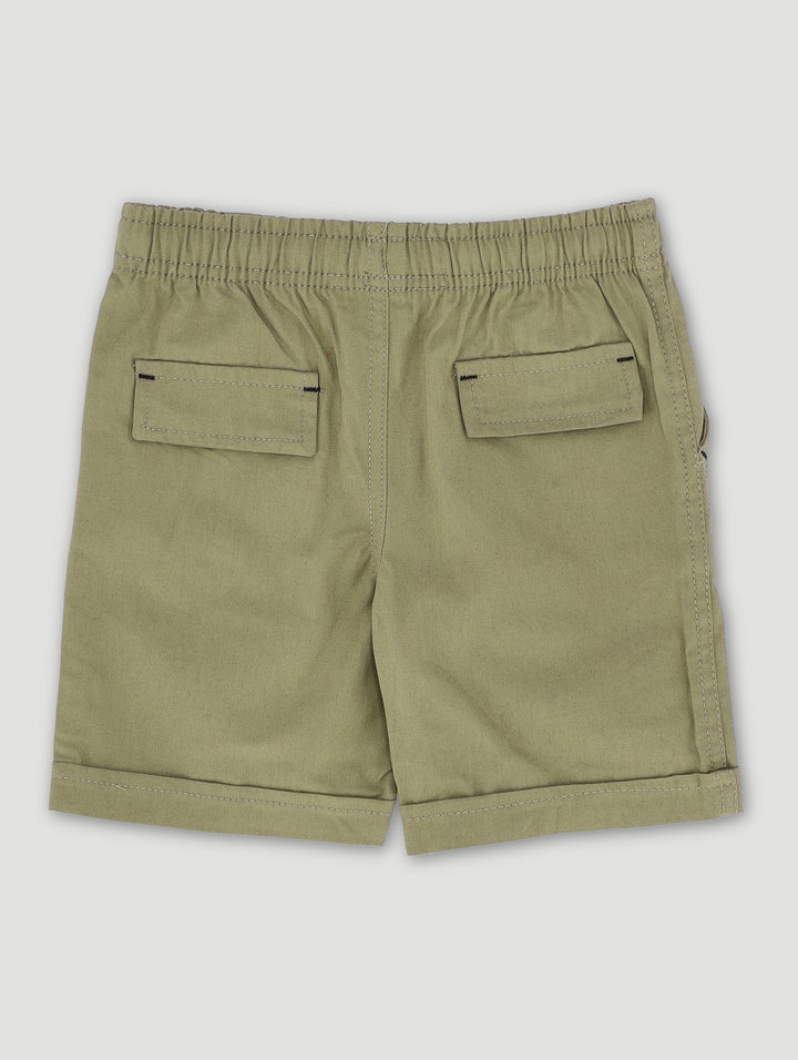 Pre-Boys Mock Turnup Shorts-Green