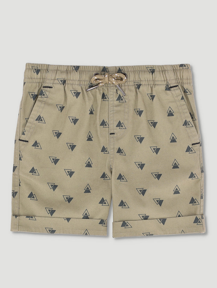 Printed Woven Turnup Shorts - Light Fatigue