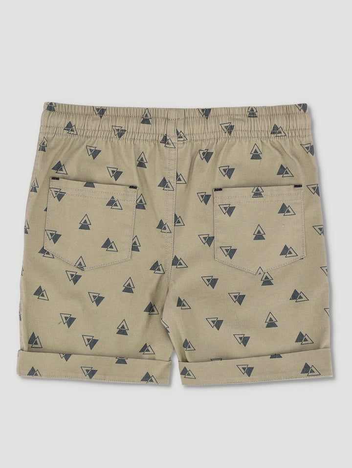 Printed Woven Turnup Shorts - Light Fatigue