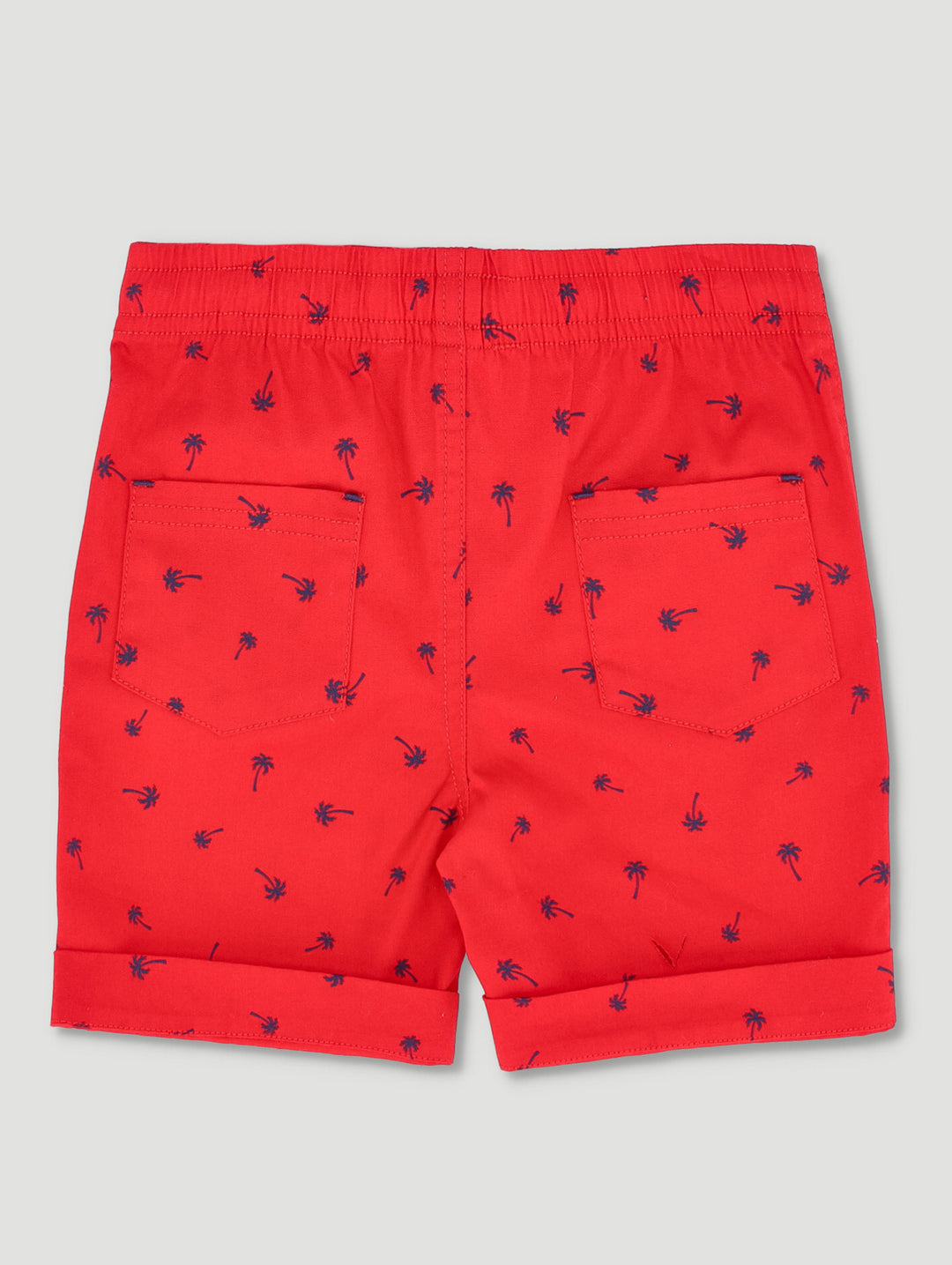 Pre-Boys Printed Turnup Woven Shorts - Red