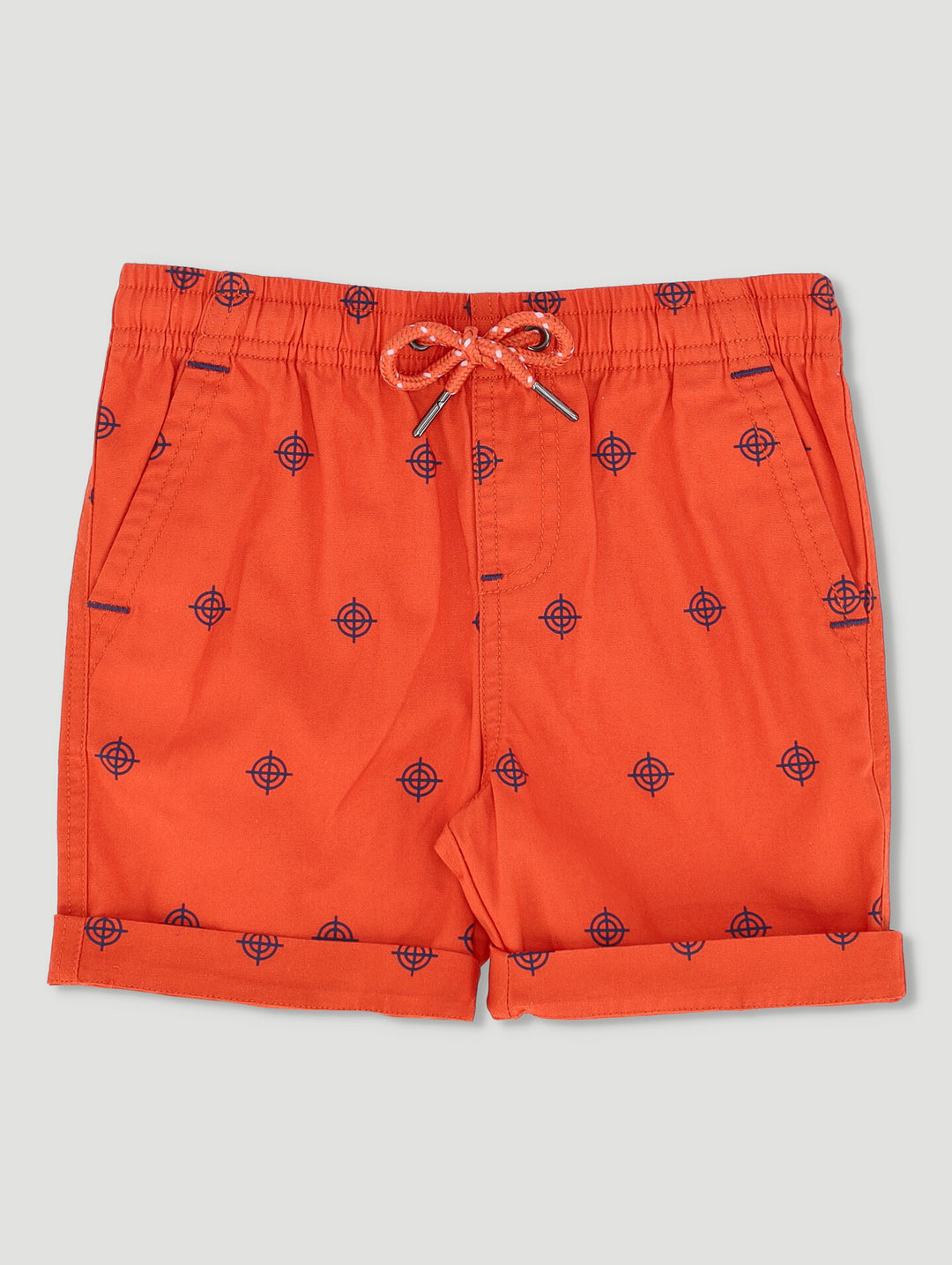 Pre-Boys Printed Woven Turnup Short - Ochre