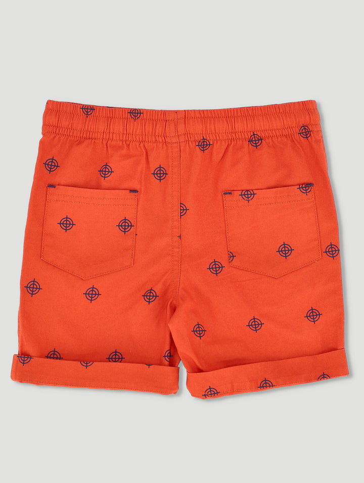 Pre-Boys Printed Woven Turnup Short - Ochre