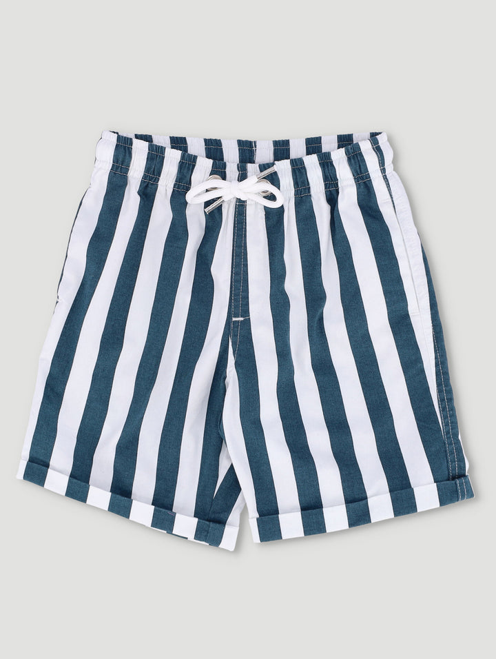 Pre-Boys Stripe Print Stargazer Woven Short - Dark Blue