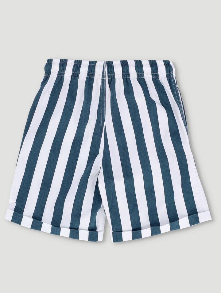 Pre-Boys Stripe Print Stargazer Woven Short - Dark Blue