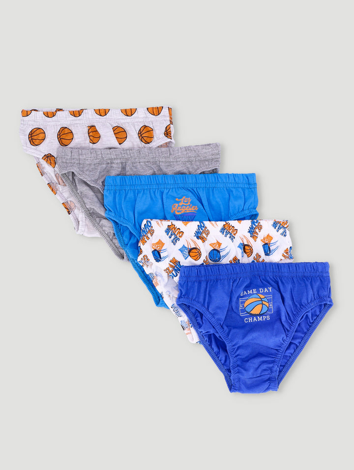 Pre-Boys 5 Pack Basketball Briefs - Orange