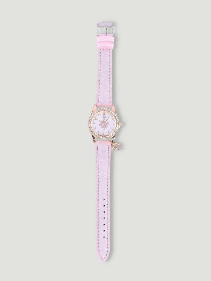 Pre-Girls Ballerina Charm Analogue Watch - Light Pink
