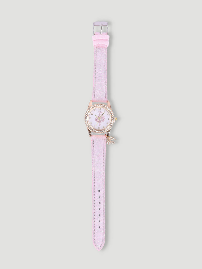 Pre-Girls Ballerina Charm Analogue Watch - Light Pink