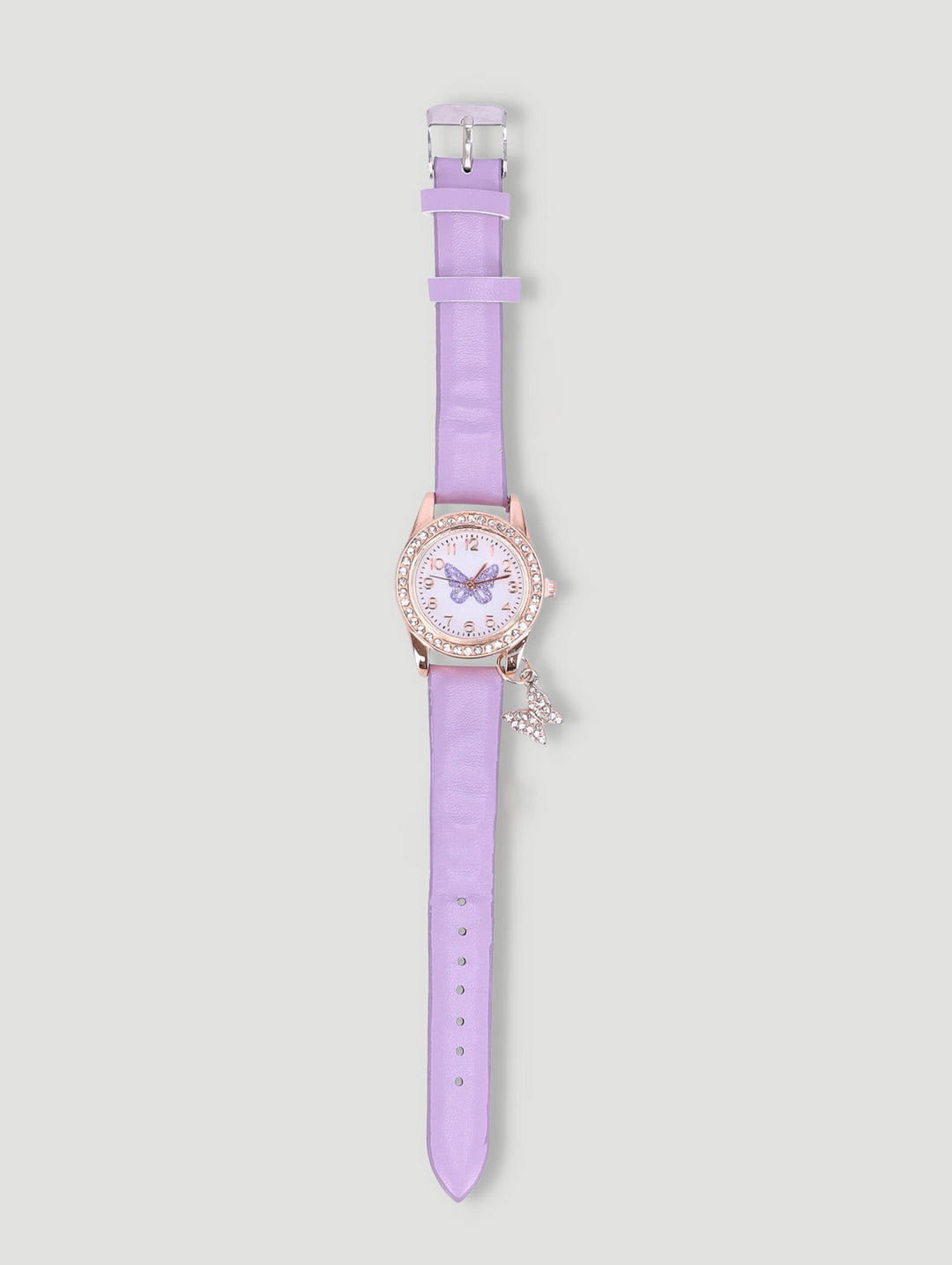 Pre-Girls Butterfly Charm Analogue Watch - Lilac