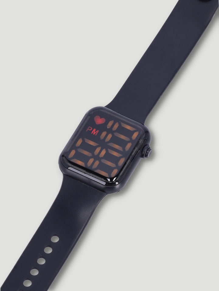 Boys Led Rectangle Watch - Black