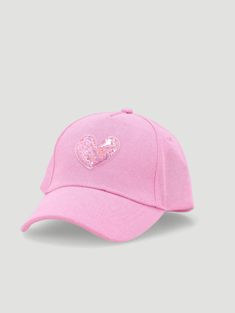 Pre-Girls Heart Sequins Cap - Pink