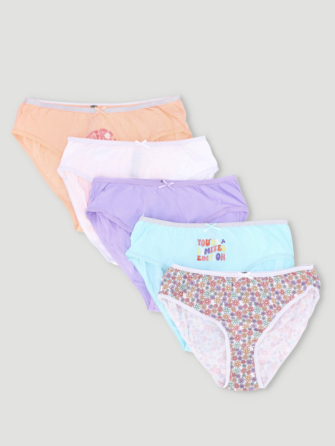 Girls 5 Pack Groovy Flowers Panties - Aqua