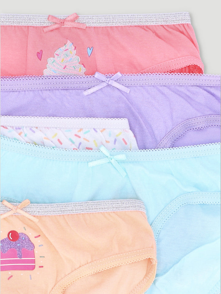 Pre-Girls 5 Pack Printed Tea Party Panties - Peach