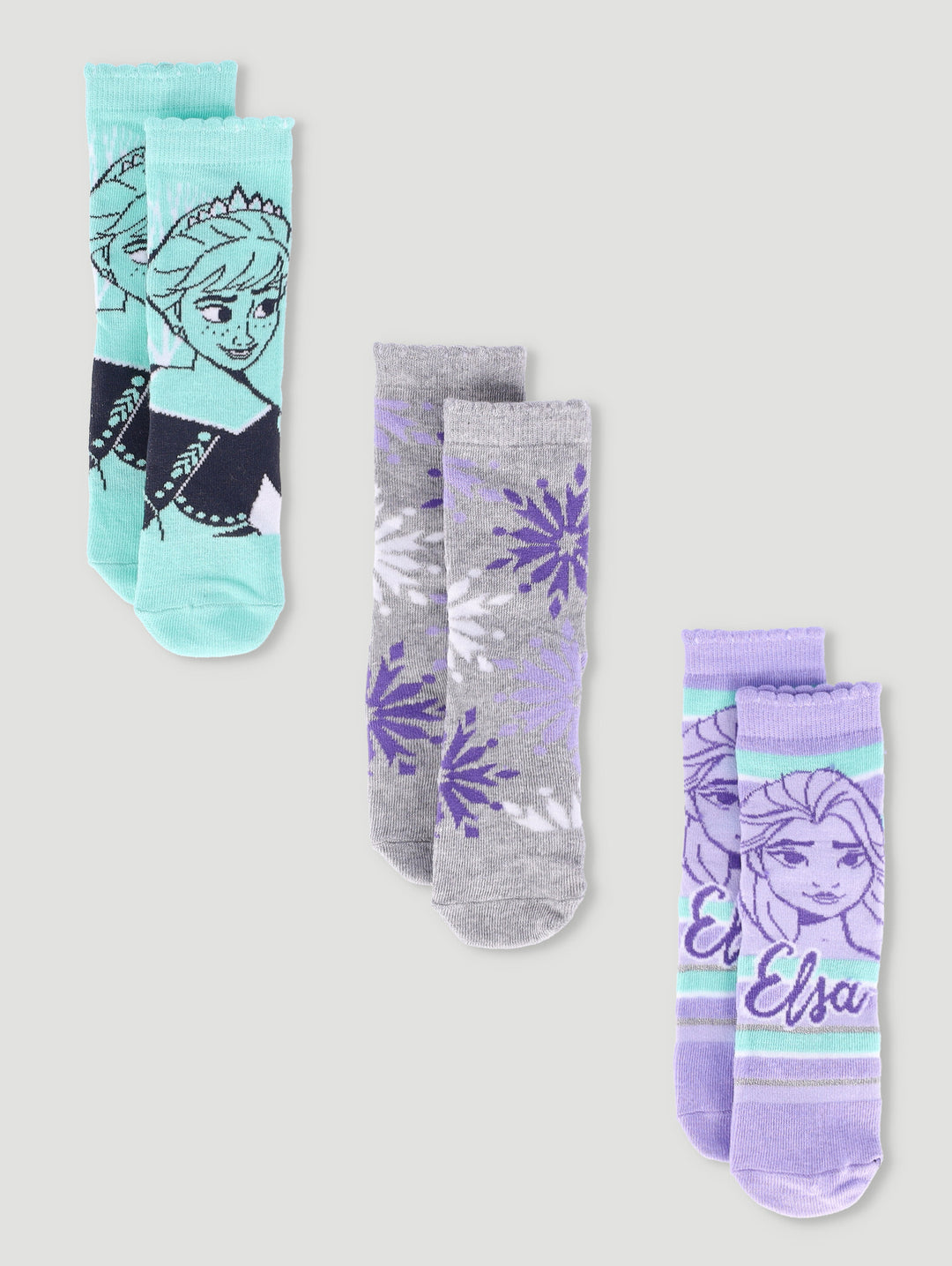 Pre-Girls 3 Pack Frozen Socks - Blue