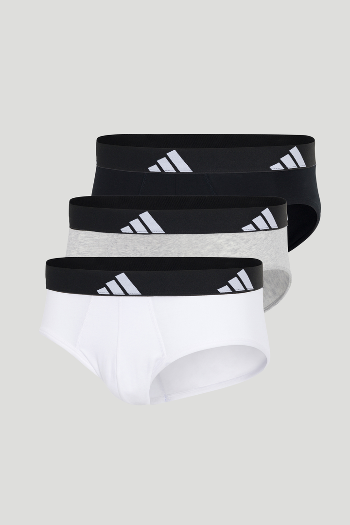 3 Pack Active Flex Cotton Brief - White/Grey/Black