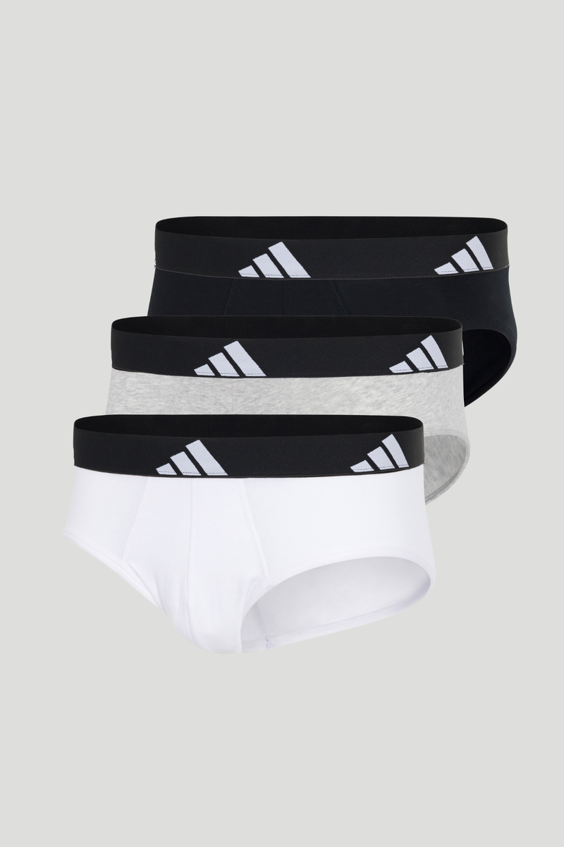 3 Pack Active Flex Cotton Brief - White/Grey/Black