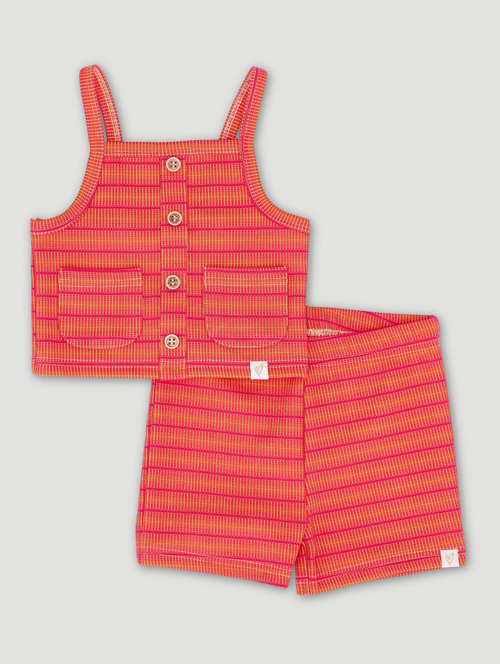 Pre-Girls Strappy Top And Short Jacquard Set