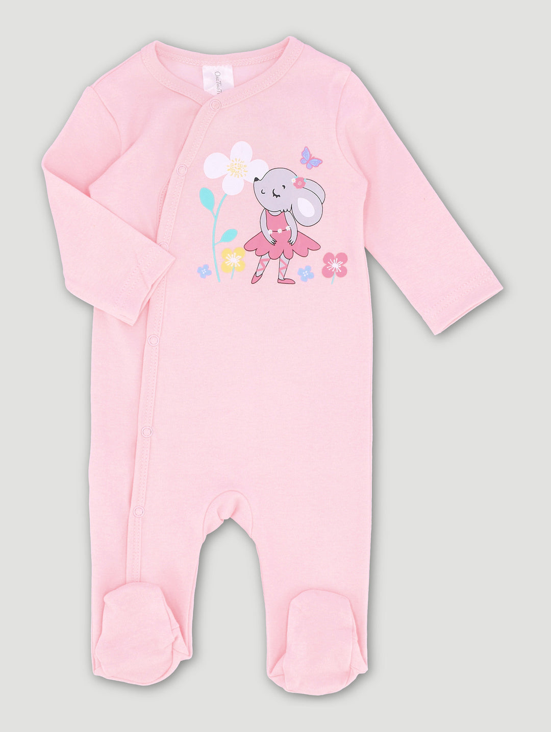Rabbit Flowers Sleepsuit - Pink