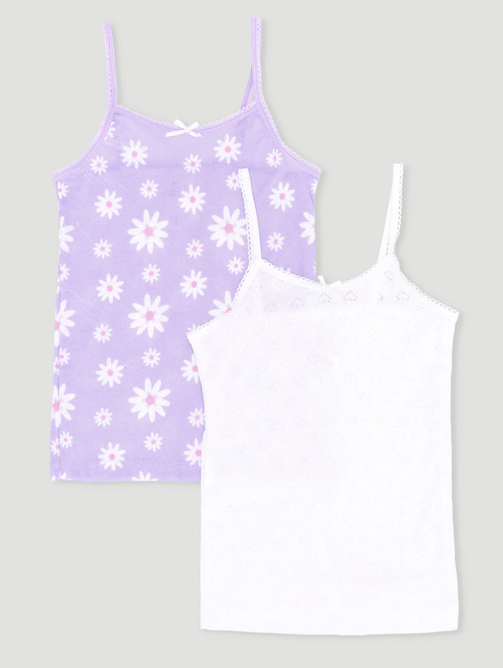Pre-Girls 2 Pack Printed Strappy Vest - Lilac