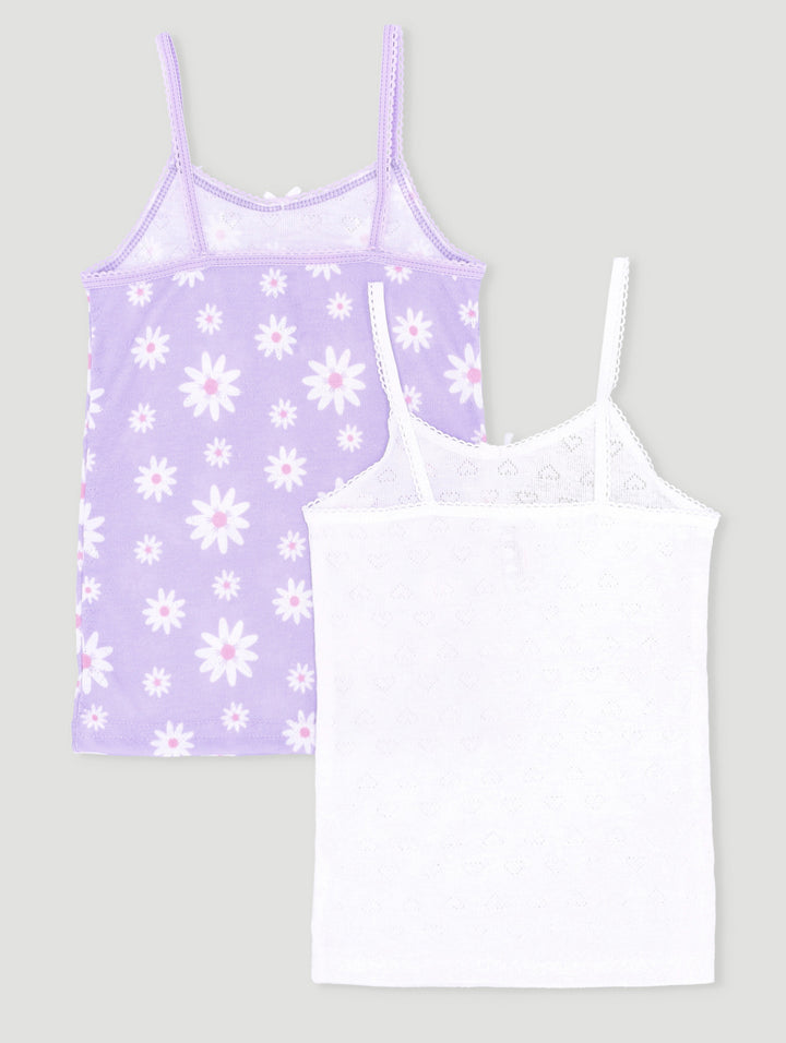 Pre-Girls 2 Pack Printed Strappy Vest - Lilac