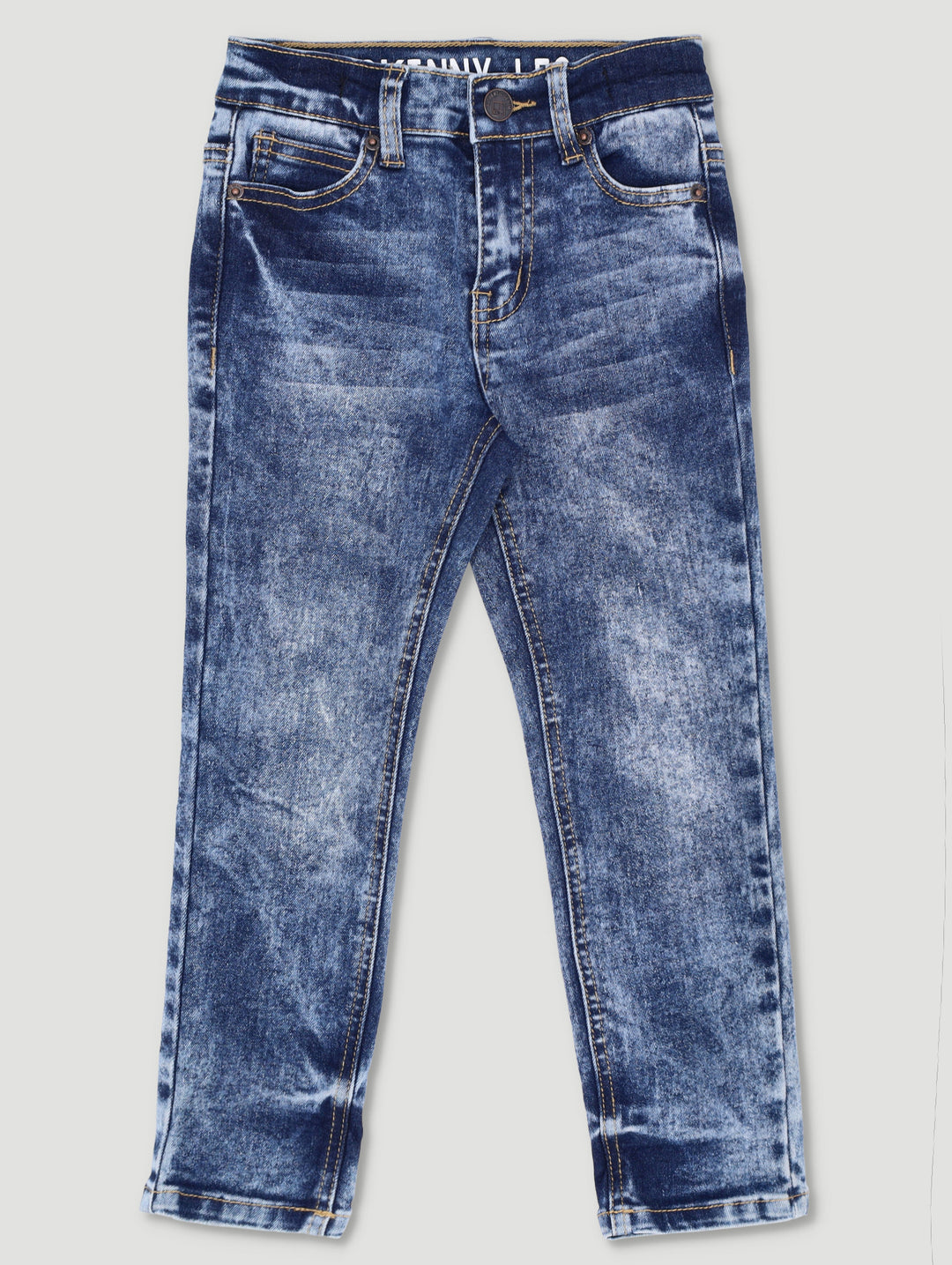 Pre-Boys Clip & Snow Wash Denim Jeans - Light Blue