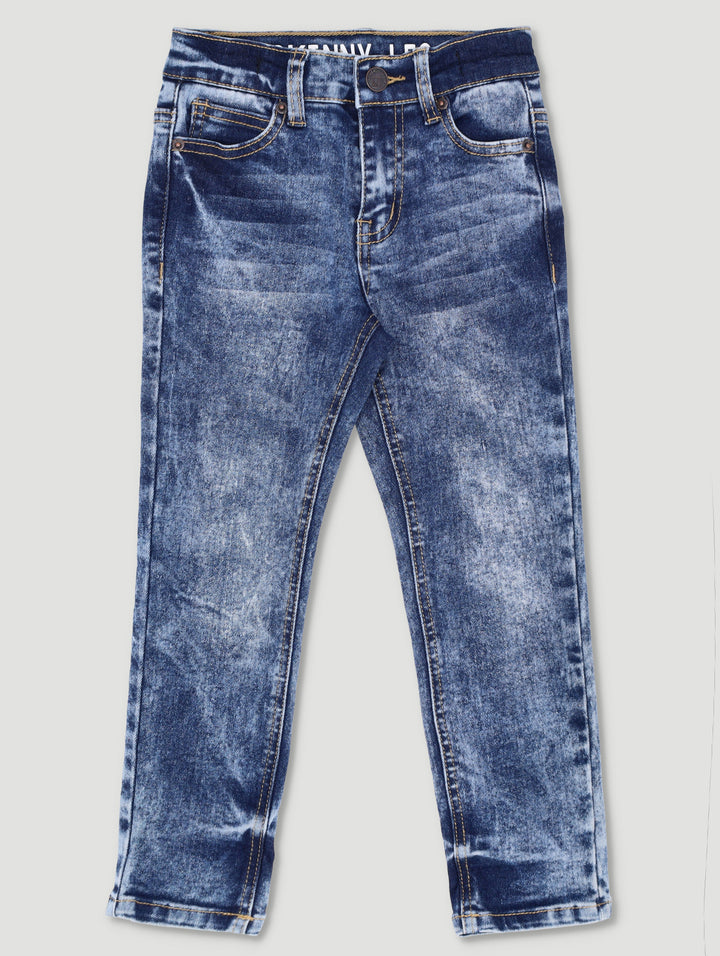 Pre-Boys Clip & Snow Wash Denim Jeans - Light Blue