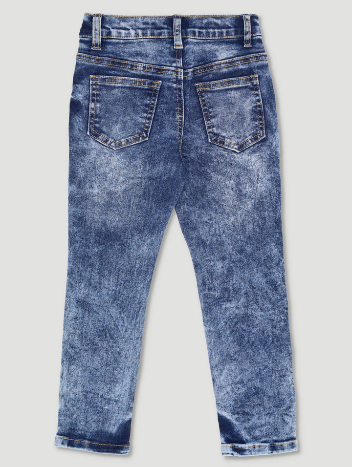 Pre-Boys Clip & Snow Wash Denim Jeans - Light Blue