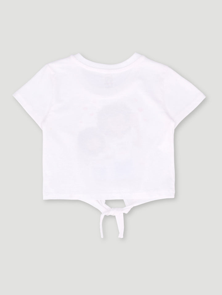 Pre-Girls Tie Front Top - White