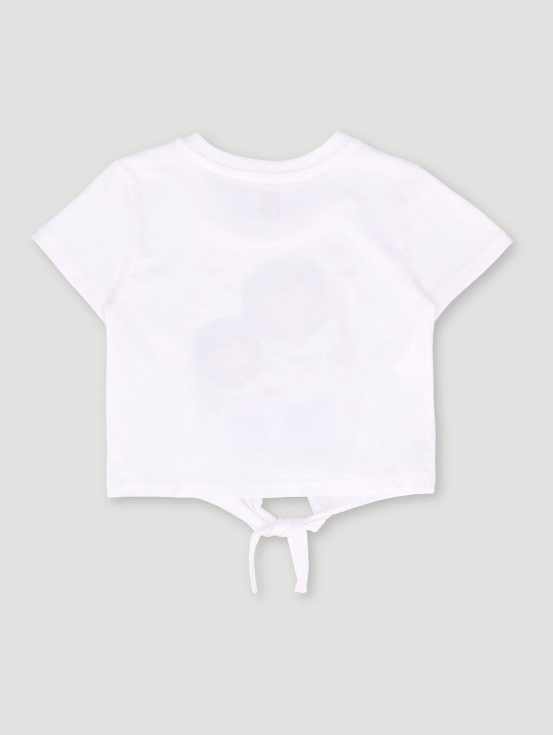 Pre-Girls Tie Front Top - White