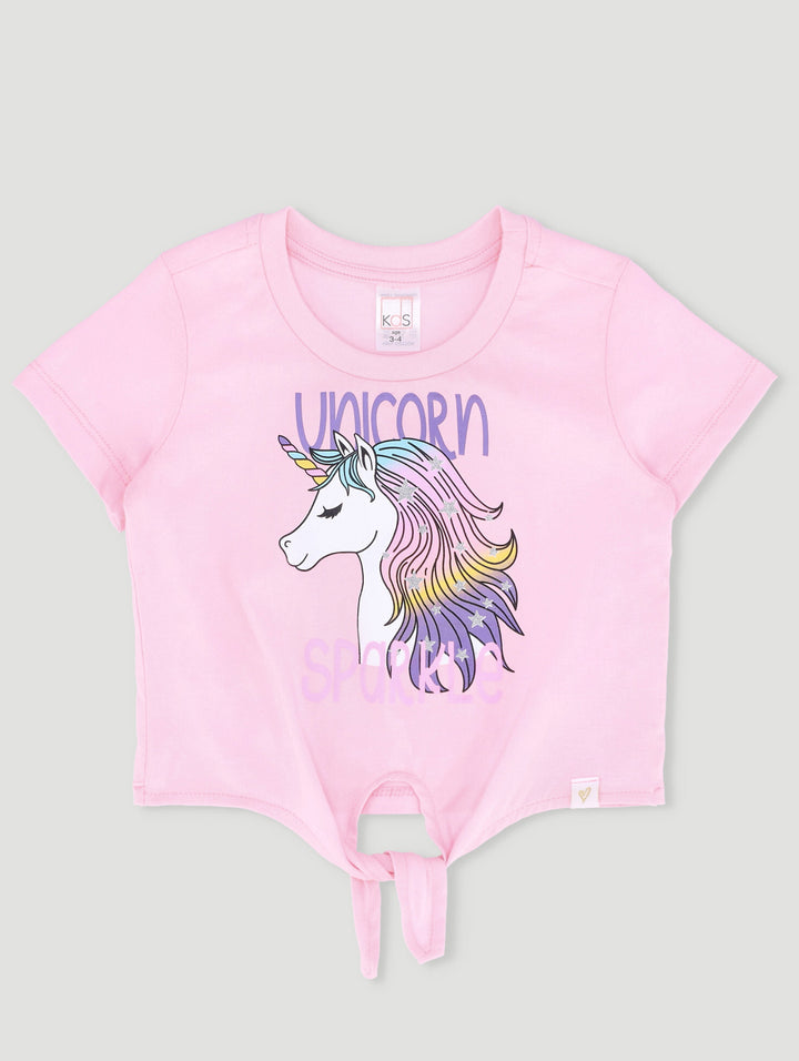 Pre-Girls Tie Front Top - Light Pink