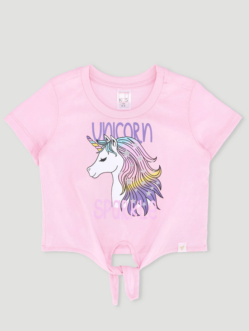 Pre-Girls Tie Front Top - Light Pink