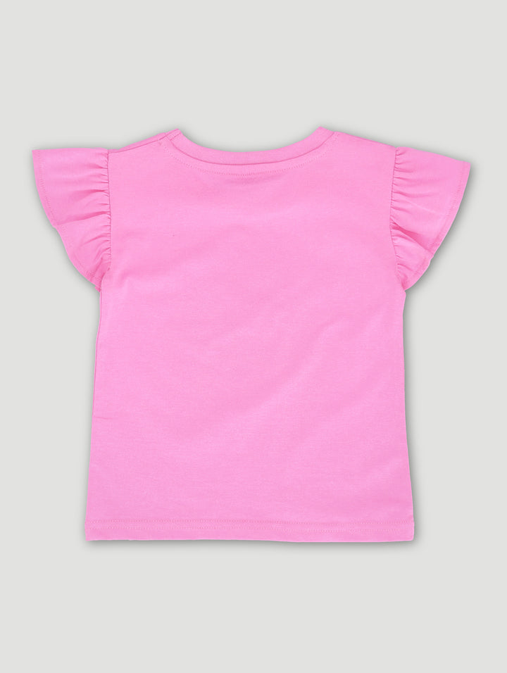 Pre-Girls Shoulder Frill Love My Mom Tee - Pink
