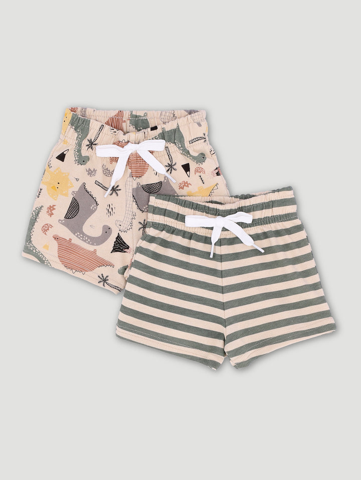 Baby Boys 2 Pack Fleece Dino Shorts
