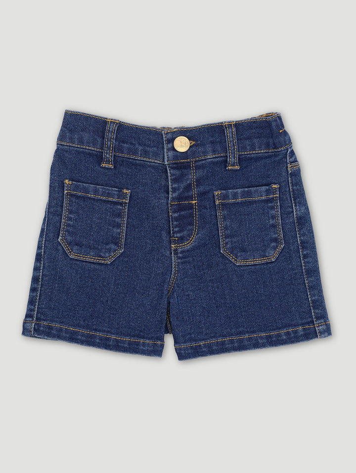 Pre-Girls Front Pockets Cheeky Short - Dark Blue