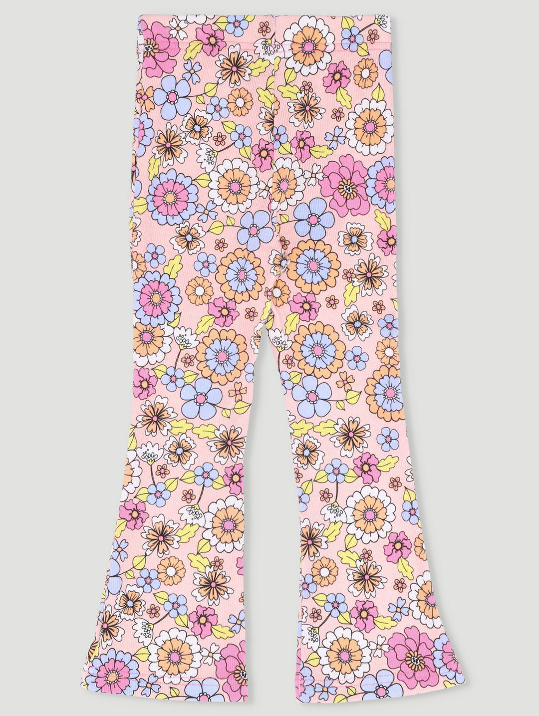 Pre-Girls Flare Leg Floral Pants - Light Pink